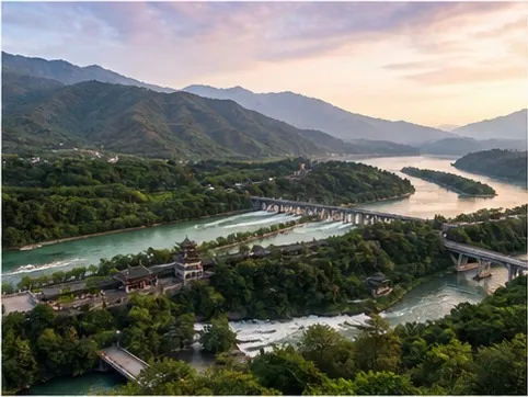 Dujiangyan and its surrounding mountains