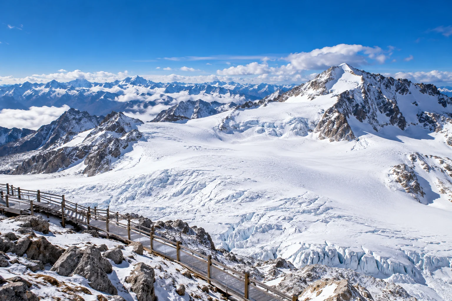 Glacier summit and snow-covered mountains at Dagu Glacier